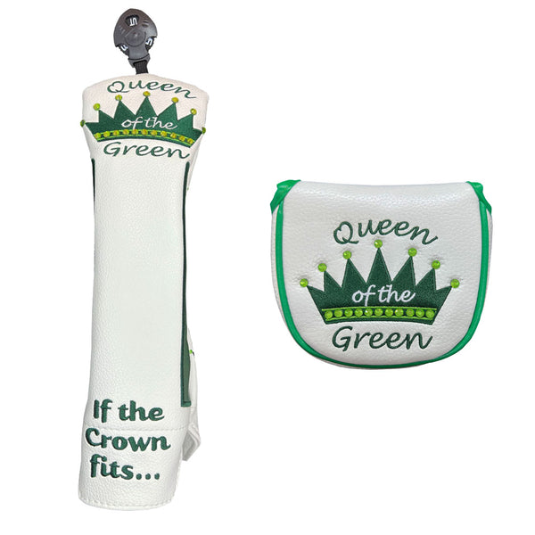 Giggle Golf Bling Queen Of The Green Golf Club Cover Set - Mallet Putter Cover & Utility Head Cover