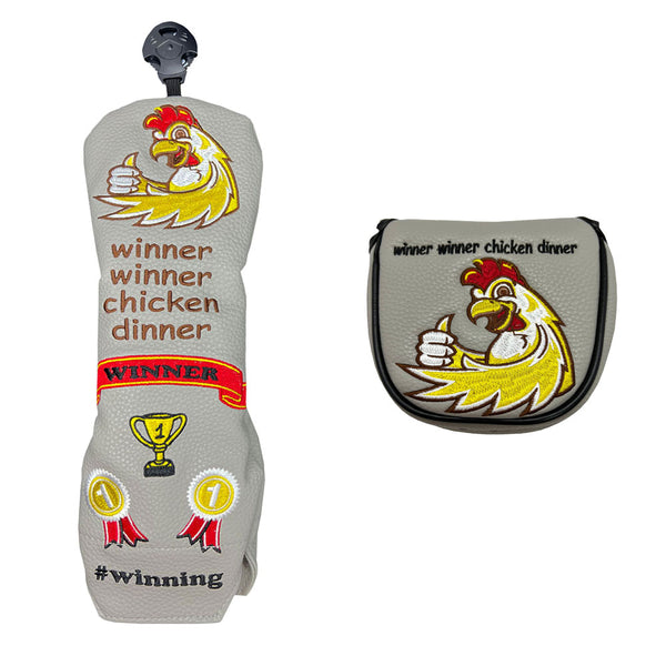 Giggle Golf Winner Winner Chicken Dinner Golf Club Cover Set - Mallet Putter Cover & Utility Club Cover