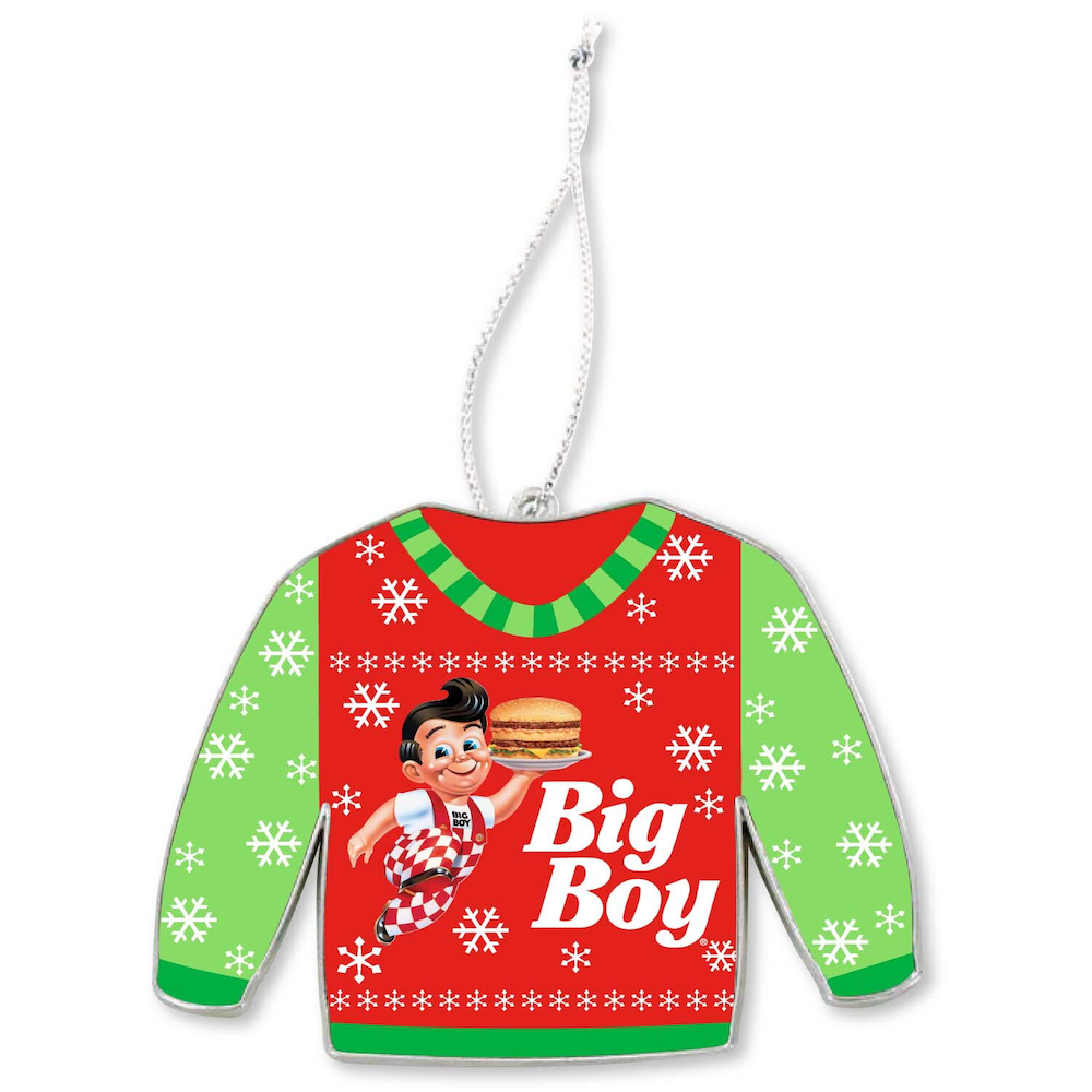 Customizable Ugly Sweater Ornament, Green Snowflakes