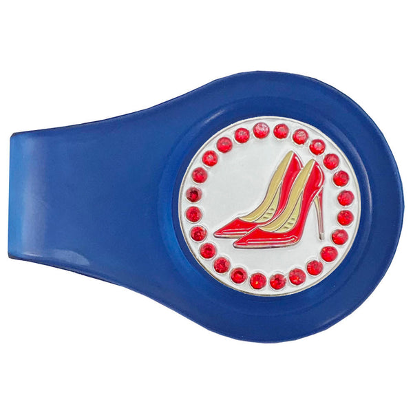 Giggle Golf Bling Red High Heels Golf Ball Marker On Magnetic Blue Clip