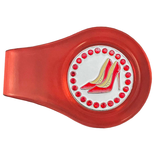 Giggle Golf Bling Red High Heels Golf Ball Marker On Magnetic Red Clip