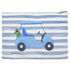 Blue Golf Cart On Blue & White Striped Canvas Bag
