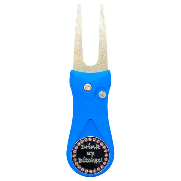 Drink Up Bitches Golf Ball Marker With Colored Divot Repair Tool