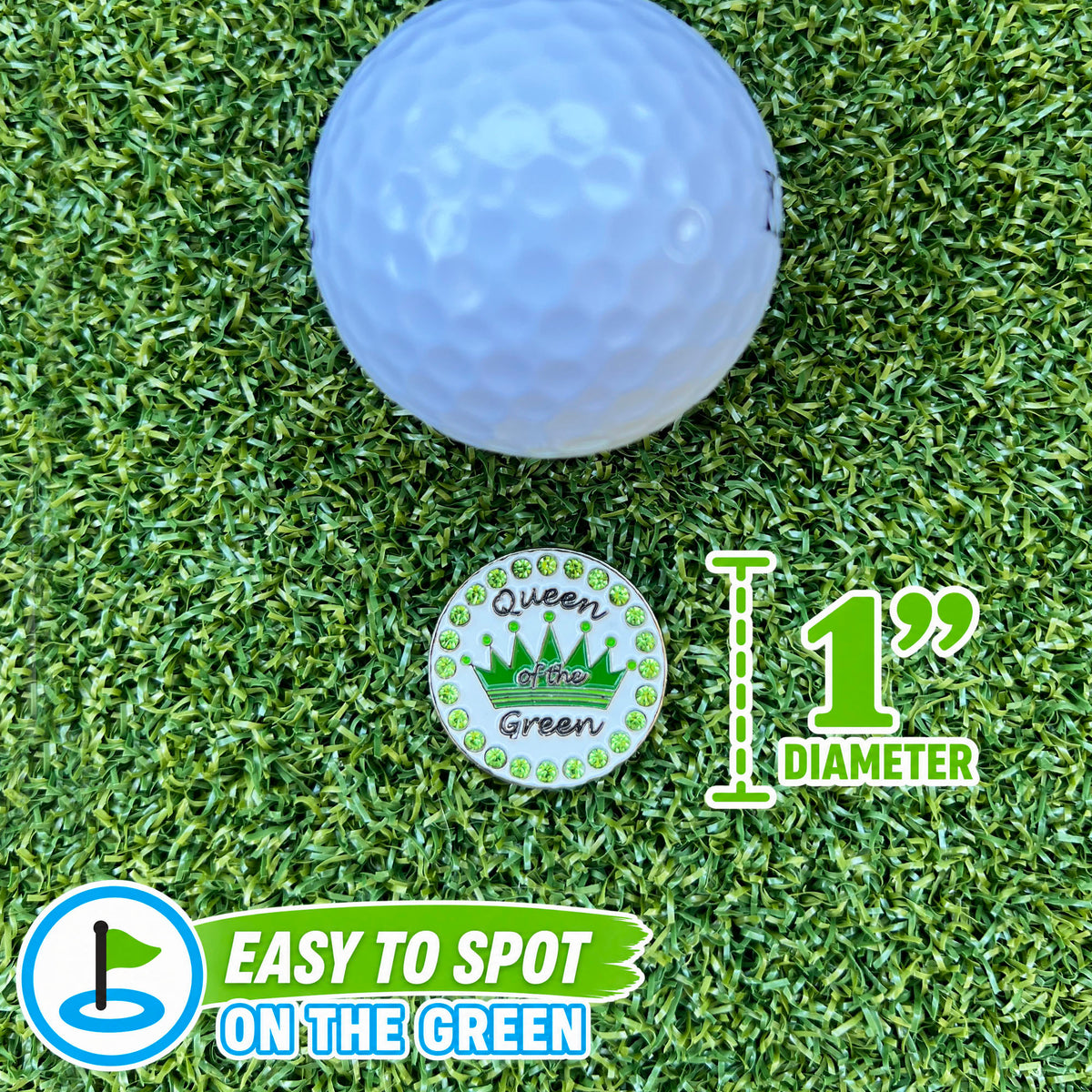 Queen Of The Green Golf Ball Markers With Colored Clip Combo