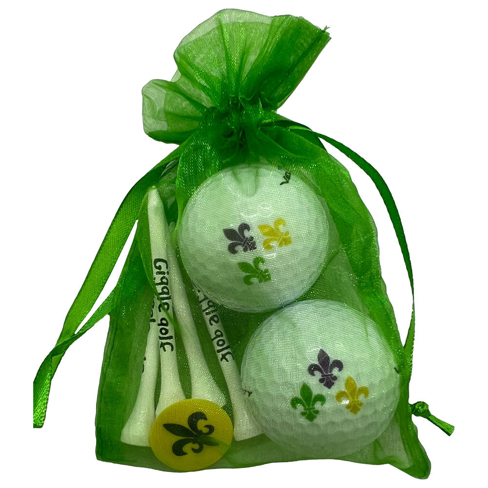 Fleur-De-Lis golf balls and tees set. A fun golf gift for women. Playful design. Cute packaging. Shop Now!