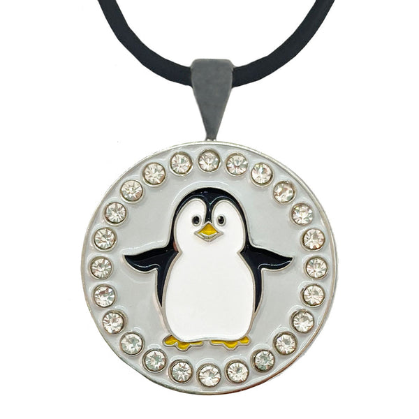 Giggle Golf Bling Penguin Golf Ball Marker With Magnetic Necklace