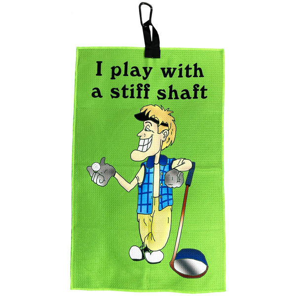 I Play With A Stiff Shaft Waffle Golf Towel