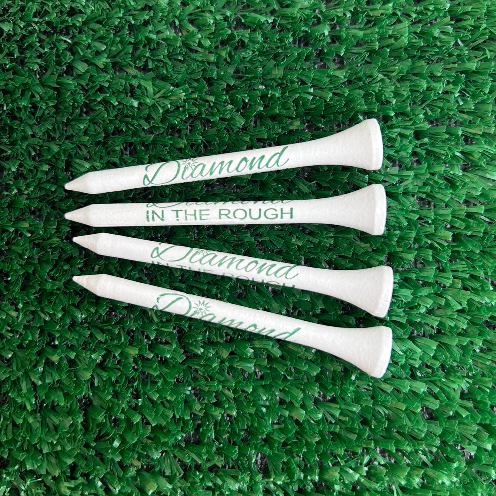 Diamond in the Rough White Wooden Golf Tees | 2.75" Bulk Packs