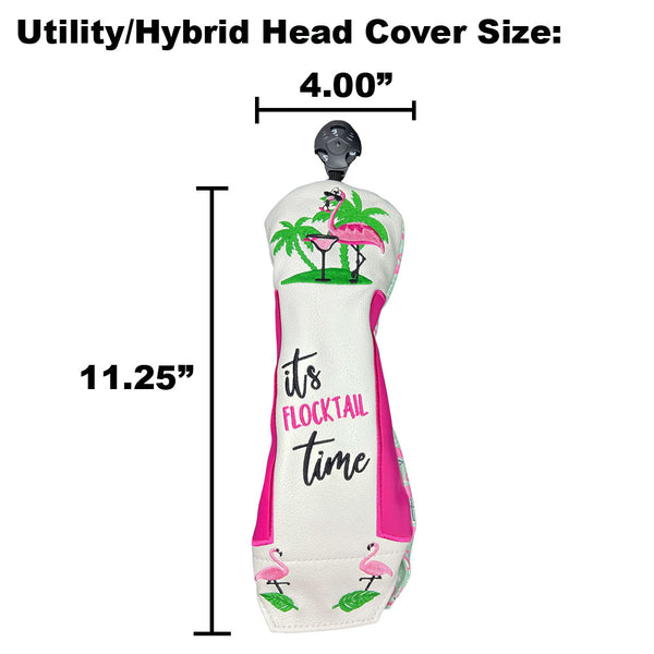 Giggle Golf Flamingos (White) Hybrid / Utility Head Cover Size