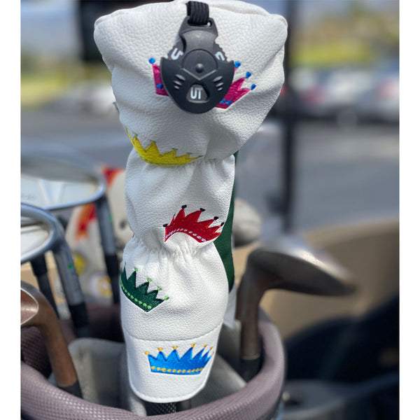 The back of the Giggle Golf Bling Queen Of The Green utility head cover.