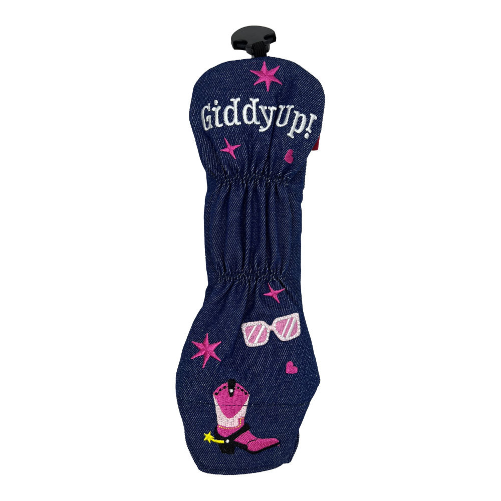 Giggle Golf Western Denim Utility/Hybrid Golf Club Head Cover, Giddy Up On Back