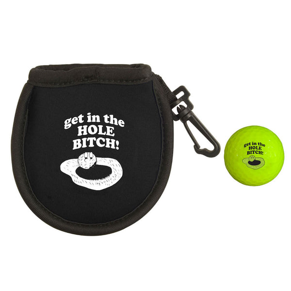Get In The Hole Bitch Ball Cleaning Pouch & Golf Ball