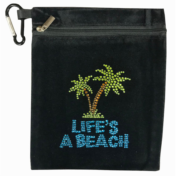 life's a beach clip on bling golf accessory bag