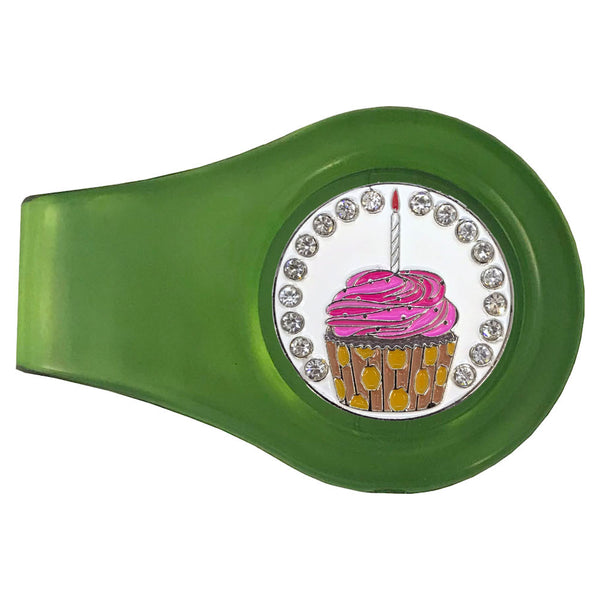 bling cupcake golf ball marker with a magnetic green clip