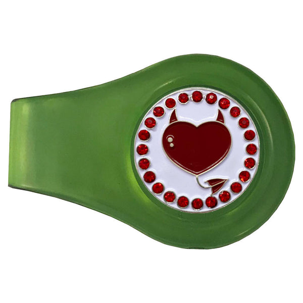 bling devilish heart golf ball marker with a magnetic green clip