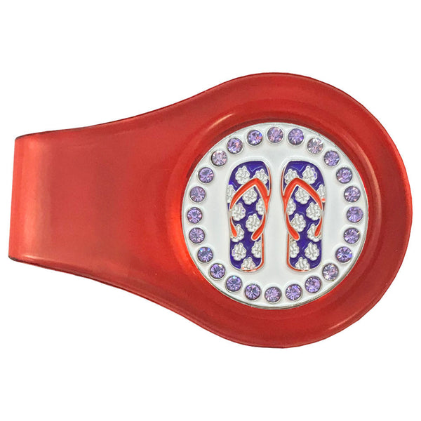 Flip Flops (Purple) Golf Ball Marker With Colored Clip