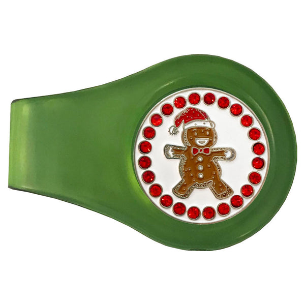 bling gingerbread man golf ball marker with a magentic green clip