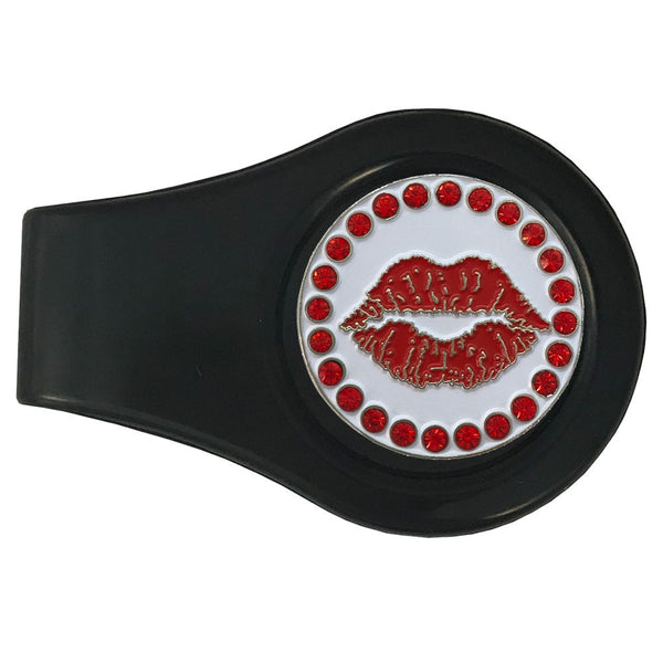 bling red lips golf ball marker with a magnetic black clip