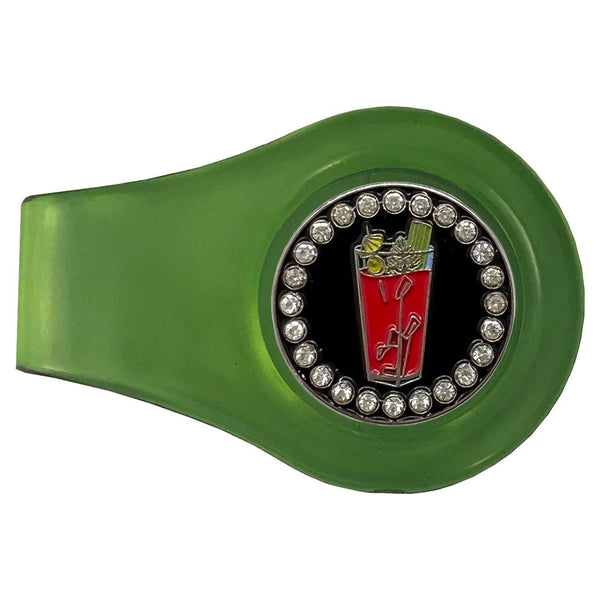 bling bloody mary golf ball marker on a magnetic green clip