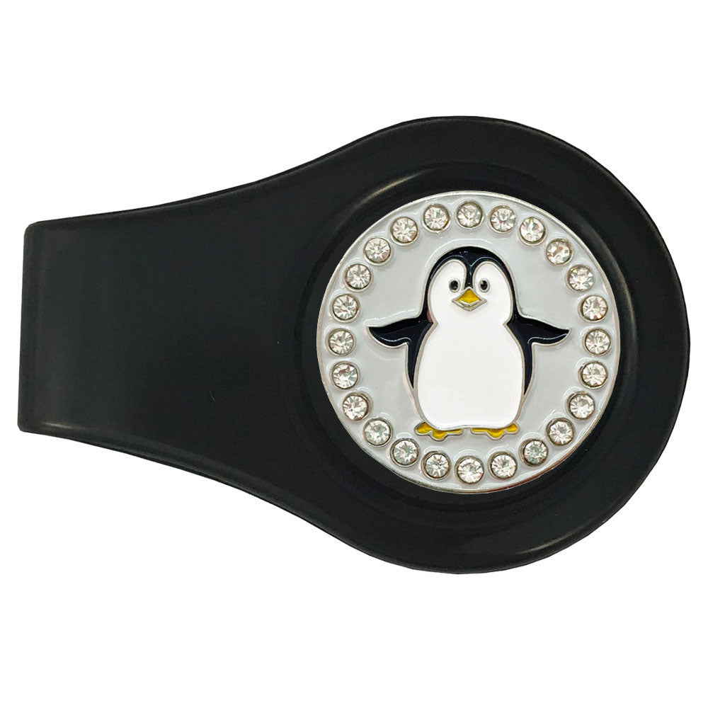 Adorable black and white Penguin with crystal accents marker on a black clip. This cool bird is ideal for women golfers
