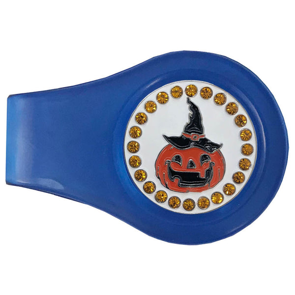 bling pumpkin golf ball marker with a magnetic blue clip