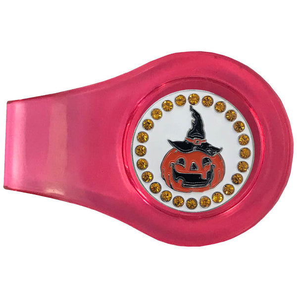 bling pumpkin golf ball marker with a magnetic pink clip