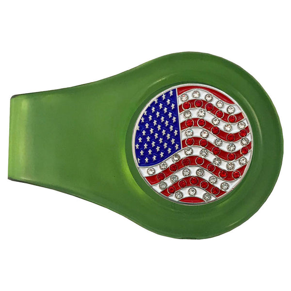 USA Flag Golf Ball Marker With Colored Clip