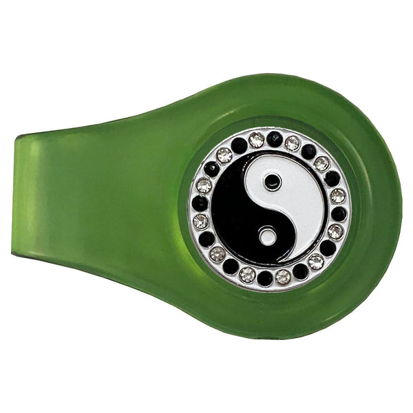 bling yin yang golf ball marker on a magnetic green clip