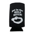get in the hole bitch golf slim can cooler - black cooler with white print