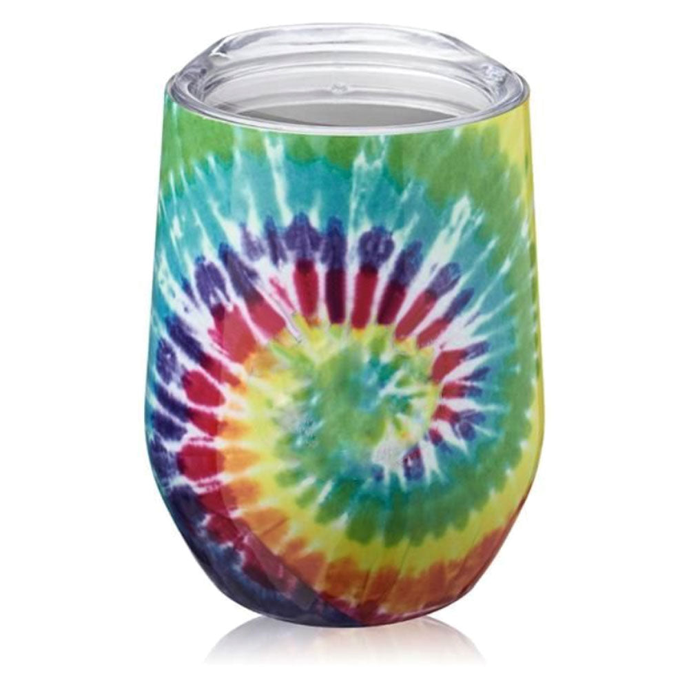 Customizable 11 oz. Tie Dye Stemless Wine Glass Makes a Groovy Golf Tournament Tee Prize