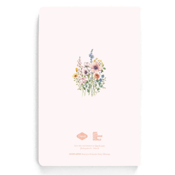 light pink notebook with flower design on the back too