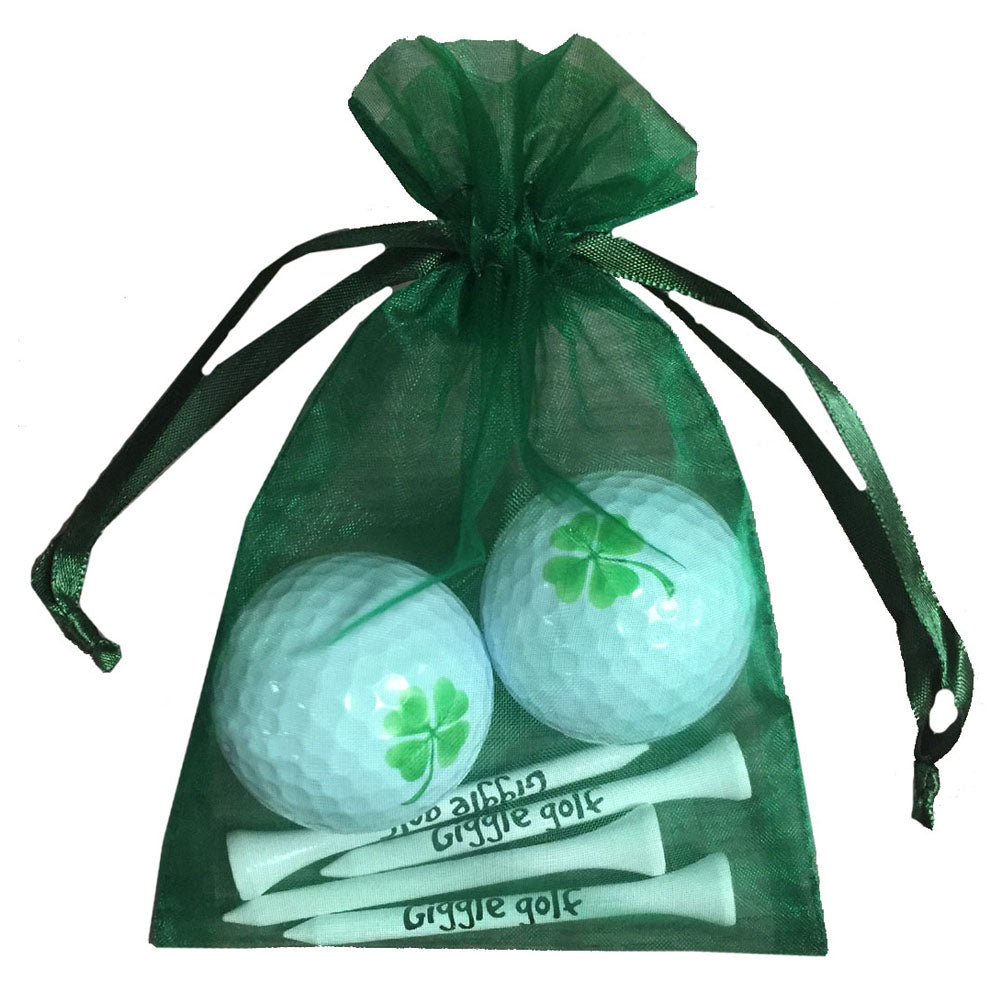 Four Leaf Clover balls & tees set. We all need a little luck. Cute packaging. Quick turnaround time. Fun gift. Shop now!