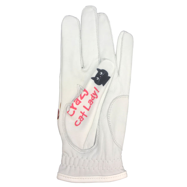 cat women's golf glove with crazy cat lady of the thumb