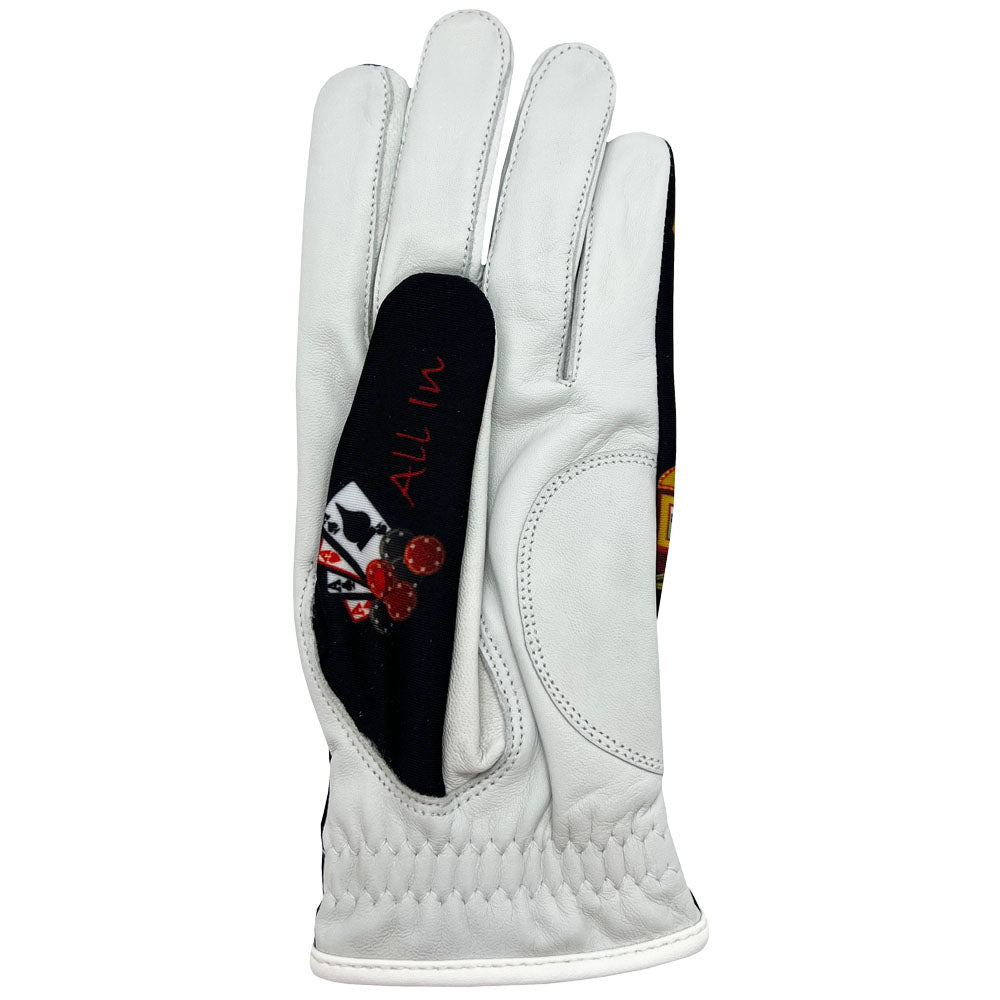 Las Vegas Women's Golf Glove Black Glove With Casino & Poker Icons Giggle Golf
