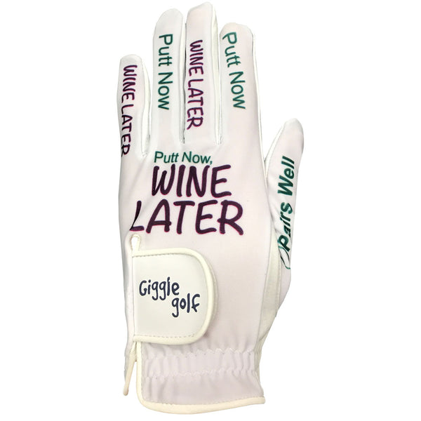 putt now wine later women's golf glove