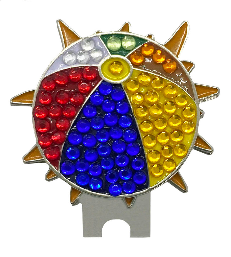 Bling Beach Ball Golf Ball Marker With Sun Shaped Hat Clip