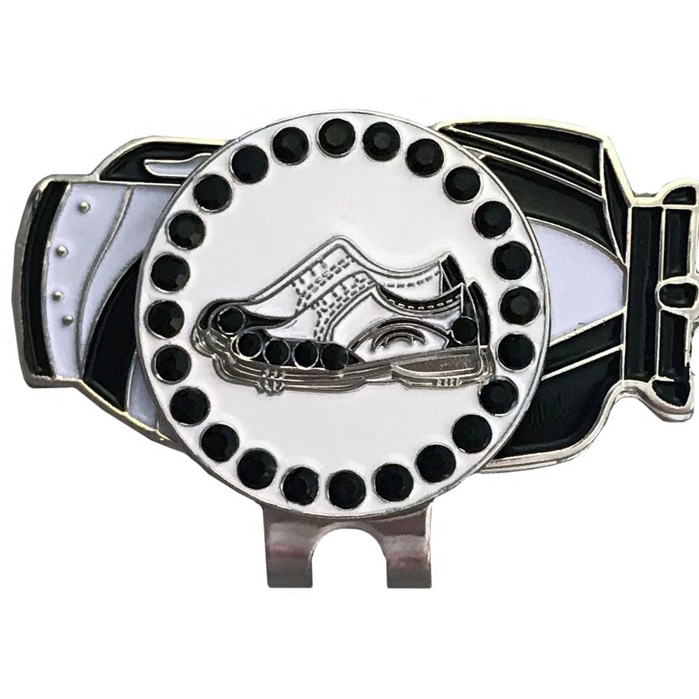 Bling Black Golf Shoes Ball Marker With A Black Golf Bag Shaped Hat