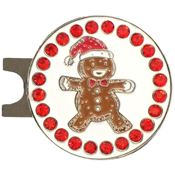 bling gingerbread man golf ball marker with a magnetic hat clip