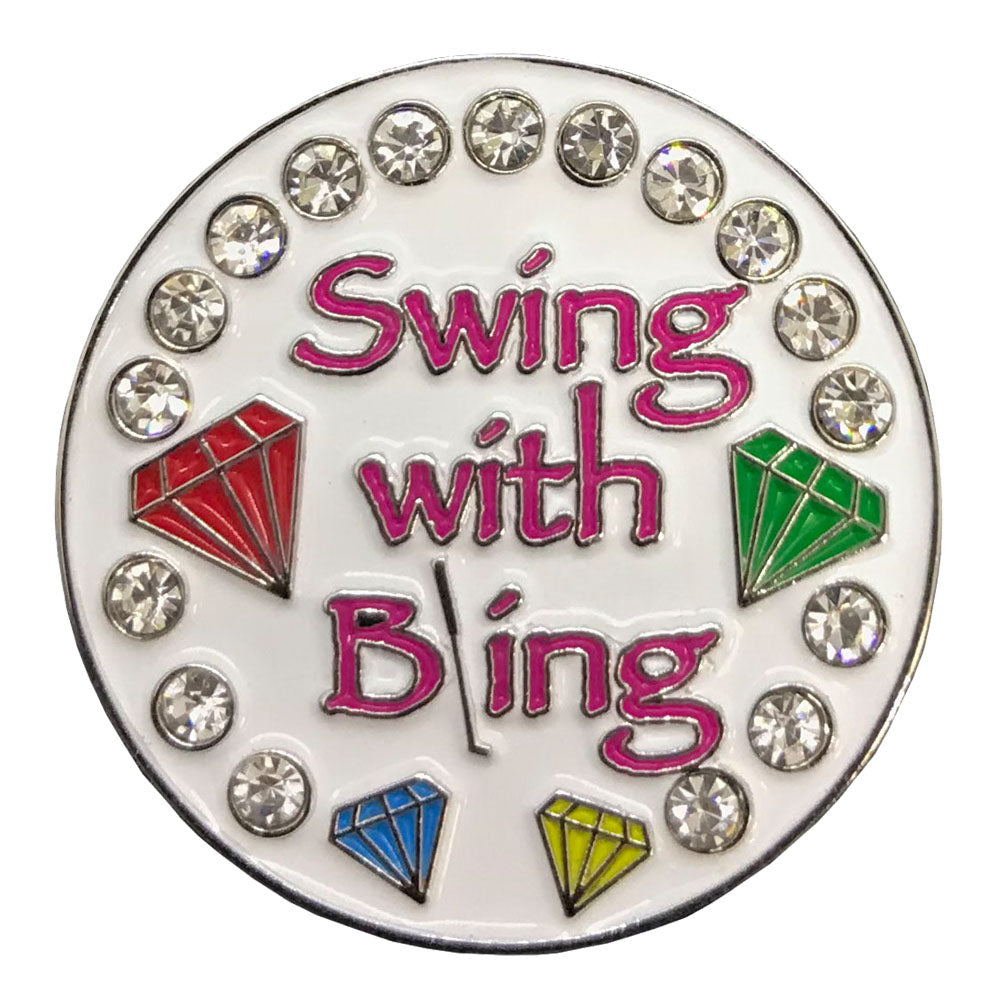 Bling Swing With Bling (White) Golf Ball Marker Only Giggle Golf