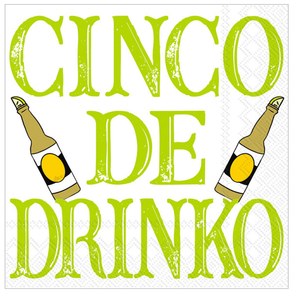 “Cinco De Drinko” beer & lime cocktail napkins (20 pack), 3 ply — for gatherings when margaritas and beer are not optional.