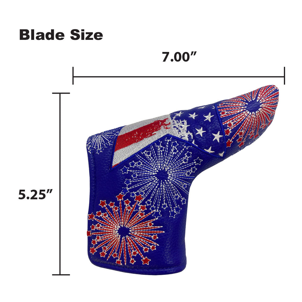 The Giggle Golf USA blade putter cover is 7" x 5.25".