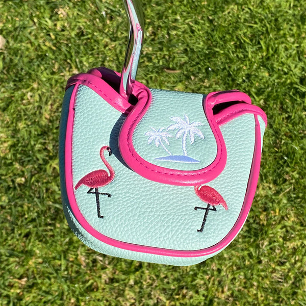 Giggle Golf Flamingos It's Flocktail Time Mallet Putter Cover Back Design