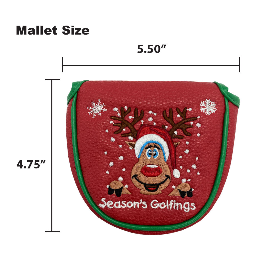 The Giggle Golf Holiday/Chirstmas mallet putter cover is 4.75" x 5.50".