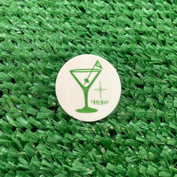 19th Hole (Martini) Quarter Size Plastic Golf Ball Marker