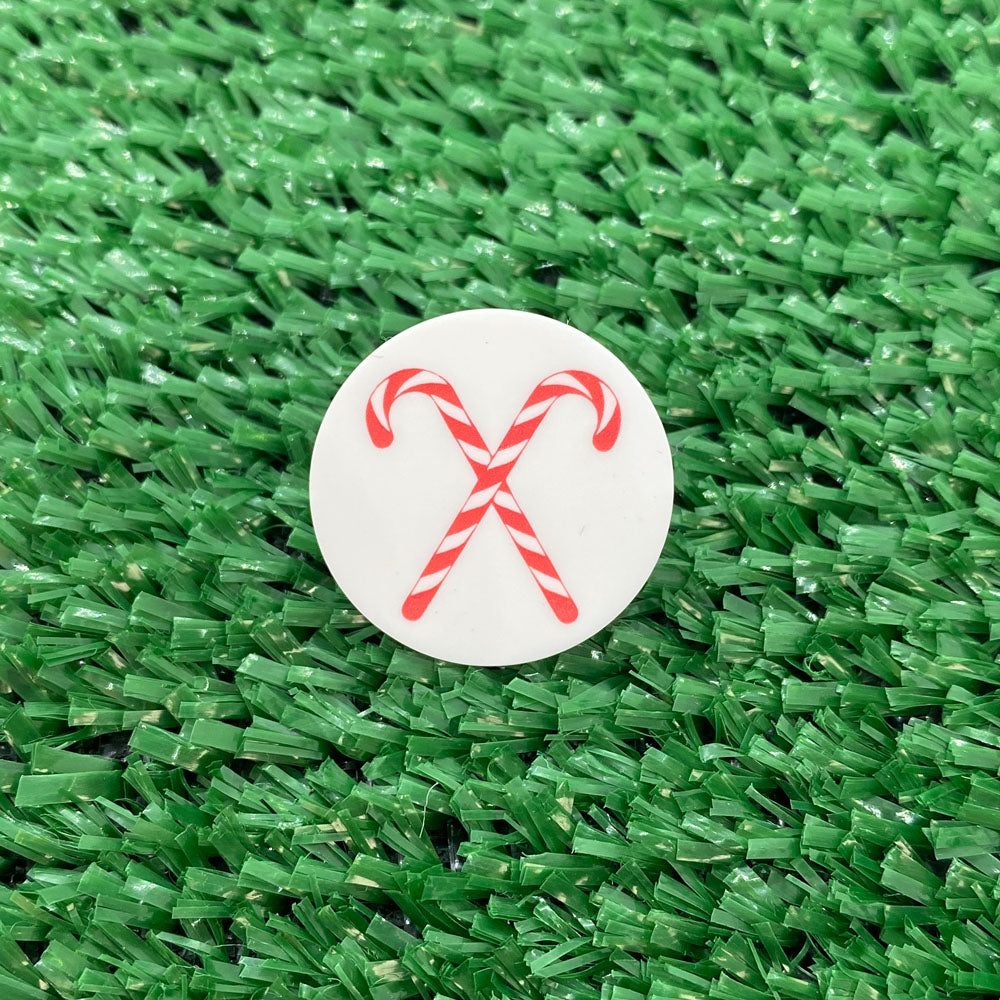 Crossed Candy Canes Quarter Size Plastic Golf Ball Marker