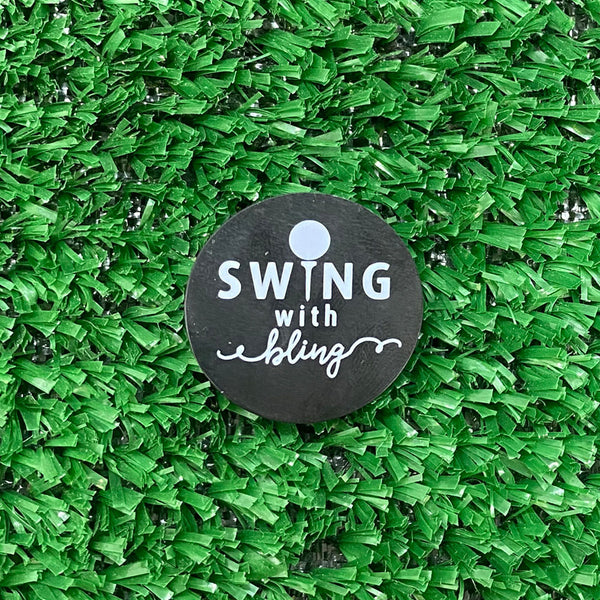 Swing With Bling Quarter Size Plastic Golf Ball Marker