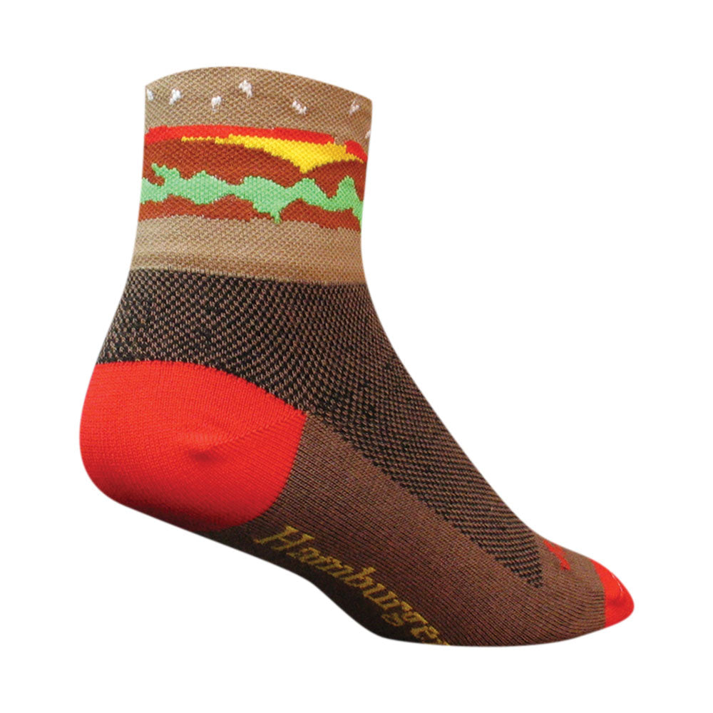 Hamburger design women’s golf socks — fun and breathable golf accessory. limited stock clearance item