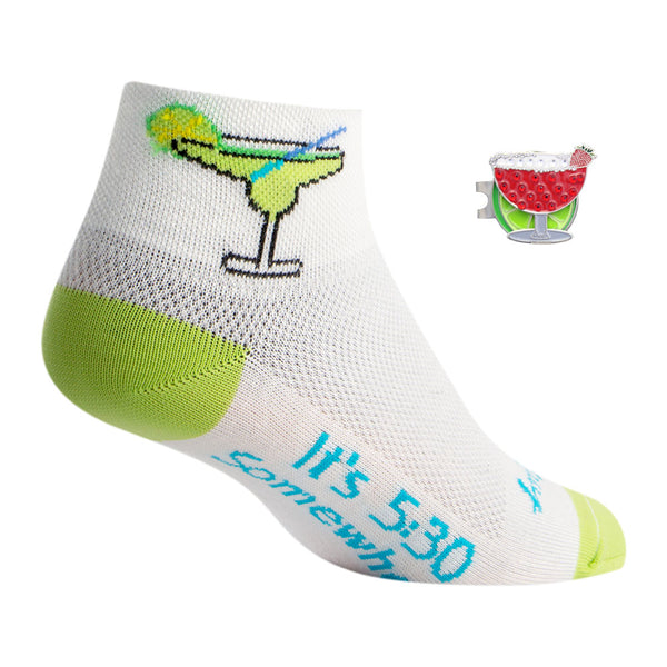 margarita women's golf sock with bling strawberry margarita golf ball marker