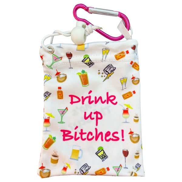drink up bitches golf tee bag with four wooden tees
