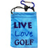 live love golf tee bag (blue) with four wooden golf tees